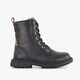 Meisjes veterboots met luipaardprint zwart
