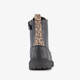 Meisjes veterboots met luipaardprint zwart