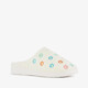 Dames teddy pantoffels met bloemen beige