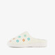 Dames teddy pantoffels met bloemen beige