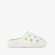 Dames teddy pantoffels met bloemen beige