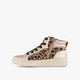 Hoge meisjes sneakers met panterprint beige parelmoer
