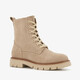 Dames croco veterboots beige