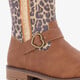 Meisjes enkellaarsjes met luipaardprint cognac