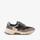 Leren dames sneakers zwart bruin