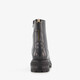 Leren dames veterboots met rits zwart