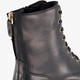 Leren dames veterboots met rits zwart