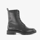 Leren dames veterboots zwart