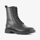 Leren dames veterboots zwart