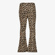Meisjes flared broek met panterprint beige bruin