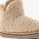 Gevoerde dames teddy pantoffels beige