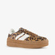 Dames sneakers met plateauzool en panterprint bruin