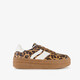 Dames sneakers met plateauzool en panterprint bruin