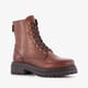 Harper leren dames veterboots met rits cognac