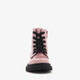 Leren meisjes veterboots roze zwart