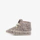 Leren babyschoenen met stippen en franjes beige