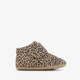 Leren babyschoenen met panterprint bruin beige
