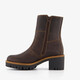 Leren dames boots met hak bruin