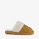 Dames pantoffels met imitatiebont bruin