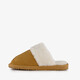 Dames pantoffels met imitatiebont bruin