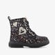 Meisjes veterboots met glitters en hartjes zwart