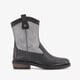 Leren meisjes western boots zwart zilver