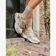 Leren dames sneakers beige goud