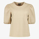 Dames top met structuur in stof beige