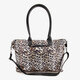 Dames schoudertas met panterprint beige