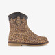 Suède meisjes cowboylaarsjes met panterprint bruin