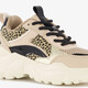 Meisjes dad sneakers met panterprint details beige