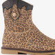 Suède meisjes cowboylaarsjes met panterprint bruin