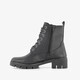 Leren dames veterboots zwart