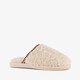 Dames instap teddy pantoffels beige