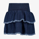 Meisjes denim rok met rafelranden