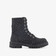 Meisjes veterboots met luipaardprint zwart