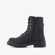 Meisjes veterboots met luipaardprint zwart