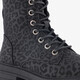 Meisjes veterboots met luipaardprint zwart