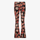 Dames flared broek met bladerenprint zwart bruin