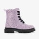 Leren meisjes veterboots roze met zwarte stipjes