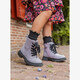 Leren meisjes veterboots roze met zwarte stipjes