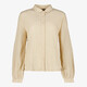 Dames blouse met lurex strepen beige