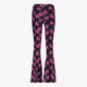 Dames flared broek bruin met bloemenprint zwart