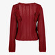 Kanten dames top met ruches bordeauxrood
