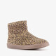 Suède meisjes boots met panterprint bruin