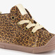 Suède meisjes veterboots met panterprint bruin