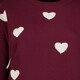 Dames sweater met hartjes bordeauxrood
