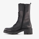Leren dames veterboots zwart