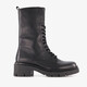Leren dames veterboots zwart