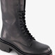 Leren dames veterboots zwart